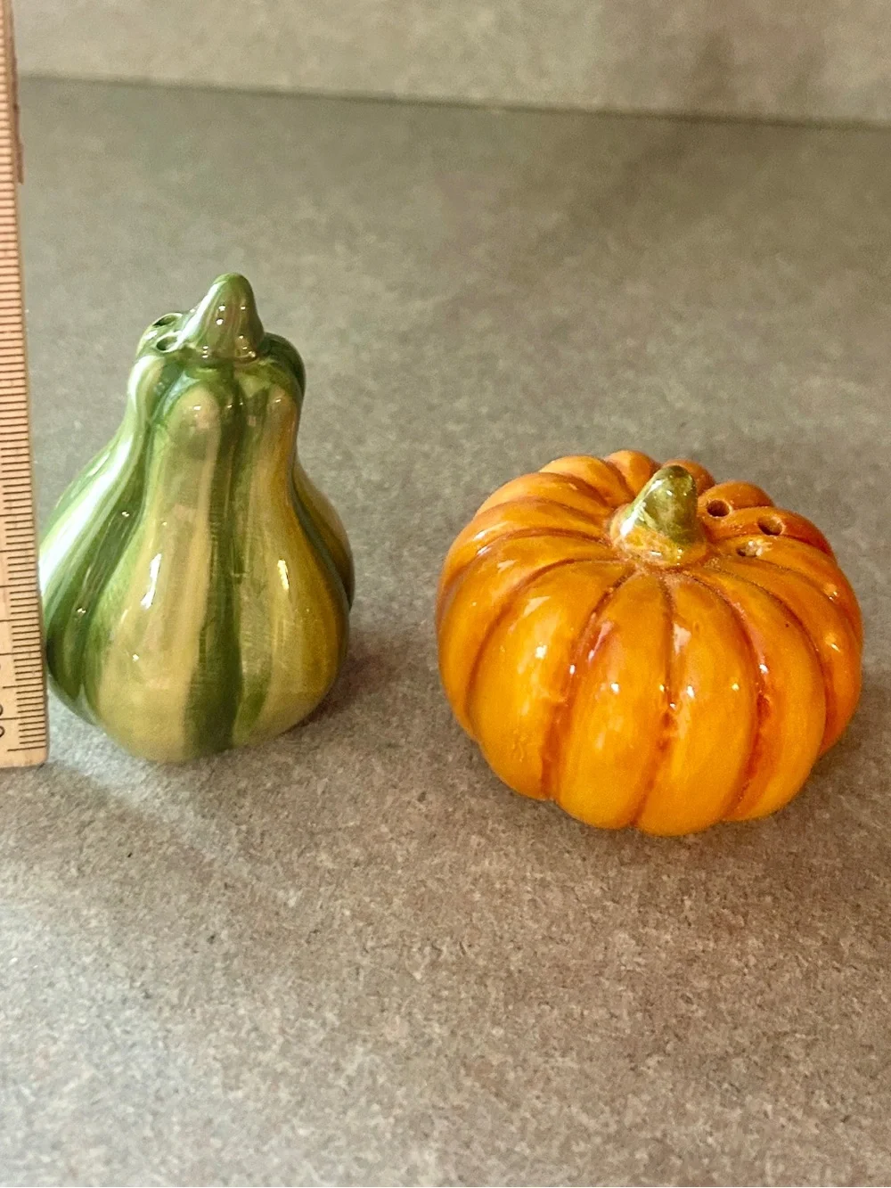 Ceramic Pumpkin & Gourd Salt and Pepper Shakers - Orange & Green